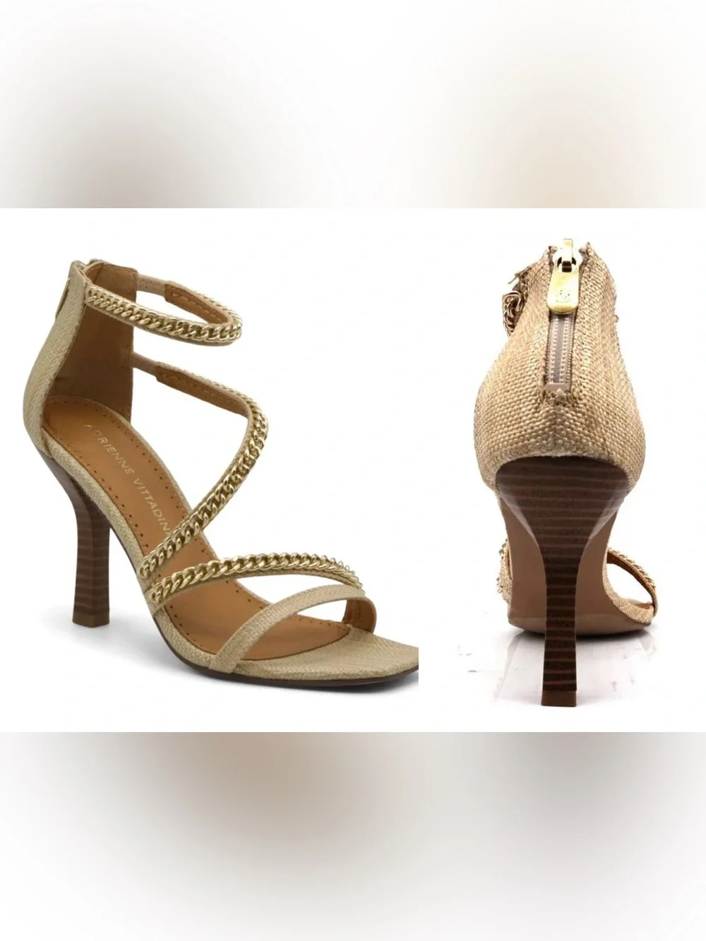 Adrienne Vittadini Geoff iStrappy Heels with Gold Chain Detail